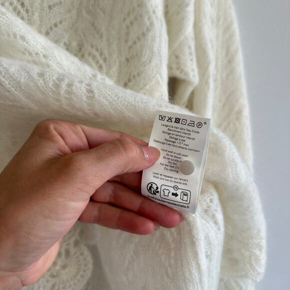 SEZANE Paris Louison Kid Mohair Jumper Knit Pullover Sweater Ecru Ivory M - Picture 9 of 13